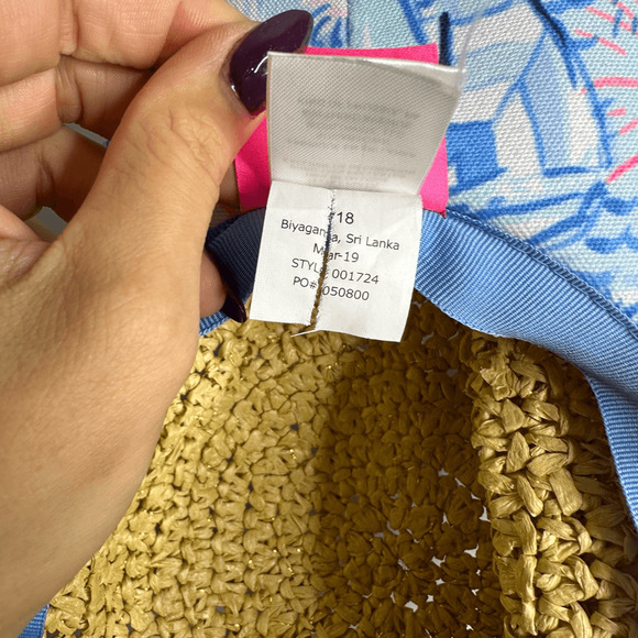 LILLY PULITZER Sea to Shining Sea Beach Hat Floppy straw packable - Picture 3 of 4